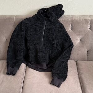 Lululemon Women's XL Scuba-Fuzzy Sherpa Oversized Black Pullover Hoodie